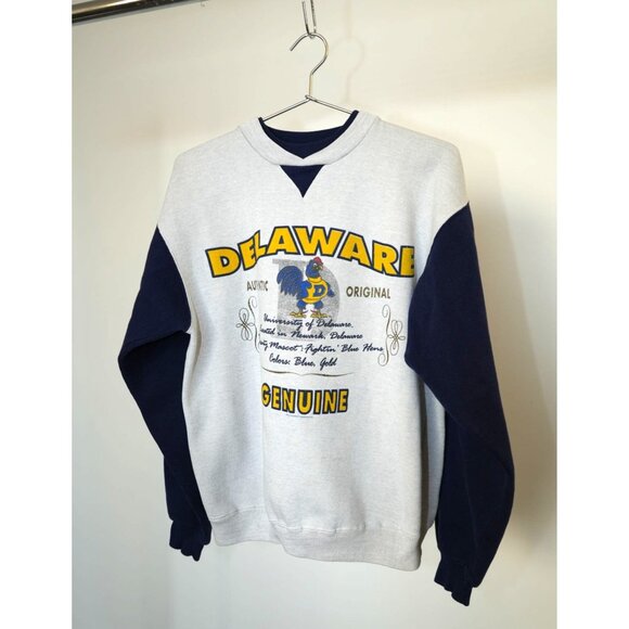 University of Delaware Fightin' Blue Hens Pullover Sweatshirt Gray/Navy Large - Picture 1 of 5